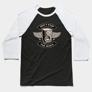 Don't Stop The Music - Monochrome Flying Speaker Baseball T-Shirt